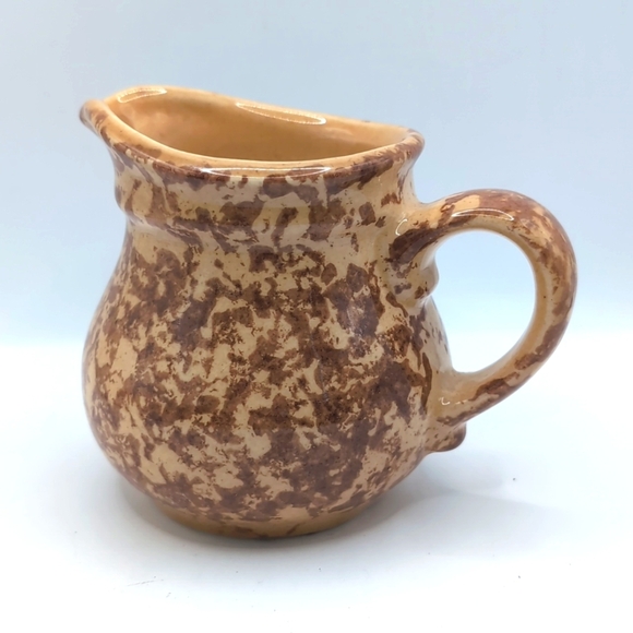 Vintage Pfaltzgraff Pottery Spongeware Gold / Brown Creamer 024 - Picture 4 of 10